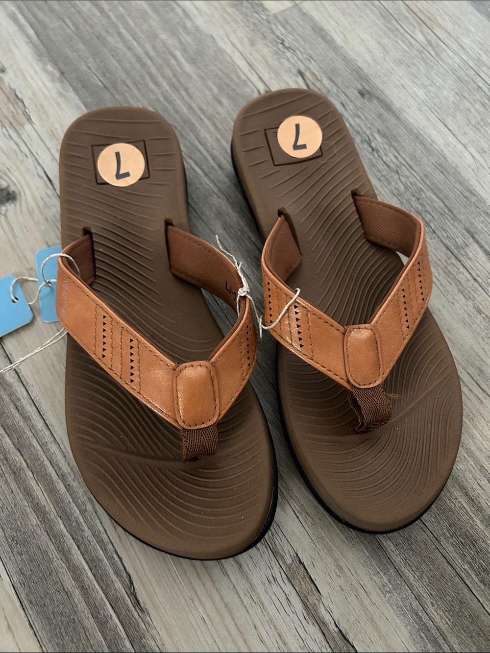 Women’s Brown Casual Leather-Style Flip Flop Sandals